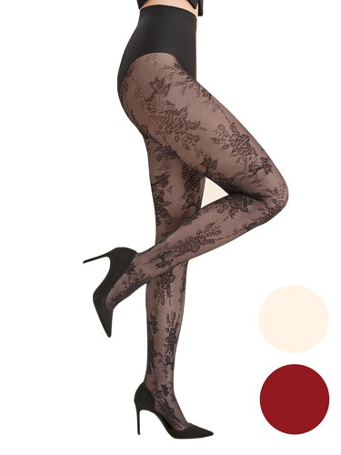Blumig gemusterte strumpfhose - blumig,